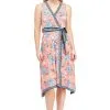 London Times - T4184M Floral Print V-Neck A-Line Dress