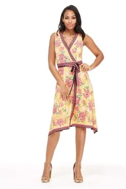 London Times - T4184M Floral Print V-Neck A-Line Dress -Hot Sale WEDDING Store london times t4184m floral print v neck a line dress holiday dresses 0 yellow pink 13972952809555 scaled