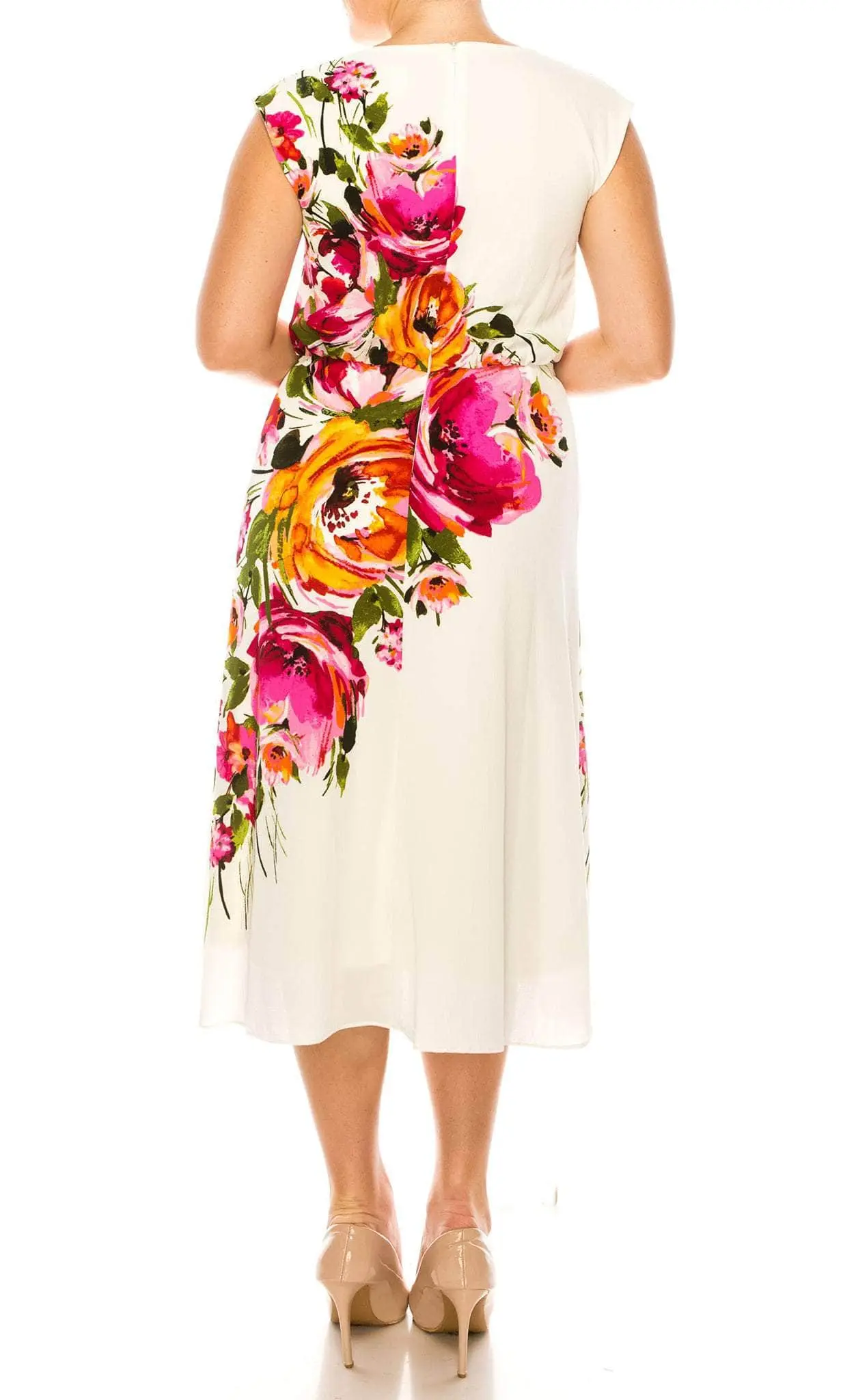 London Times T6088M - Floral Cap Sleeve Dress 2 London Times T6088M - Floral Cap Sleeve Dress - Image 2