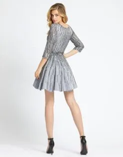 Mac Duggal Evening - 5035D Sequined Quarter Sleeve A-Line Dress -Hot Sale WEDDING Store mac duggal evening 5035d sequined quarter sleeve a line dress special occasion dress 11705666076755