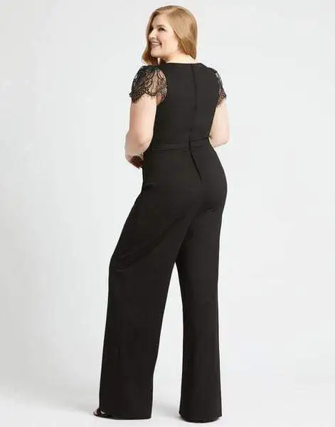 Mac Duggal Fabulouss - 48888F Eyelash Laced Sleeves Long Jumpsuit 2 Mac Duggal Fabulouss - 48888F Eyelash Laced Sleeves Long Jumpsuit - Image 2