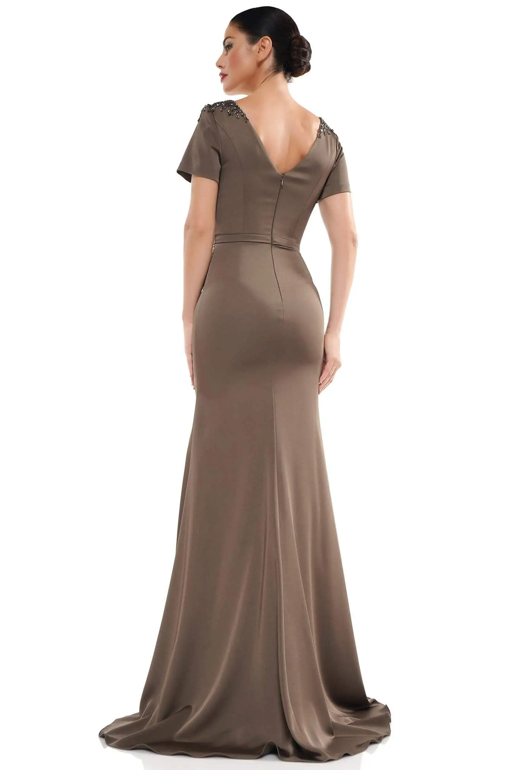 Marsoni By Colors - M284 Embellished V-neck Trumpet Dress 2 Marsoni By Colors - M284 Embellished V-neck Trumpet Dress - Image 2