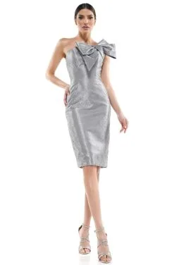 Marsoni By Colors - MV1065 Bow Accented Knee Length Fitted Dress -Hot Sale WEDDING Store marsoni by colors mv1065 bow accented knee length fitted dress wedding guest 4 silver 28216570478675
