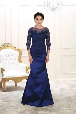 May Queen - Bateau Illusion Lace Trumpet Dress MQ1501 - 1 Pc Navy In Size 8 Available -Hot Sale WEDDING Store may queen bateau illusion lace trumpet dress mq1501 1 pc navy in size 8 available ccsale 20 navy 5536697417785