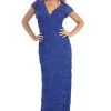 May Queen MQ1077 V Neck Lace Column Evening Gown