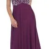 May Queen MQ1100 Embellished Scoop A-line Evening Gown - 1 Pc Eggplant In Size 5XL Available