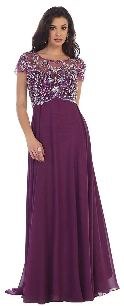 May Queen MQ1100 Embellished Scoop A-line Evening Gown - 1 Pc Eggplant In Size 5XL Available 1 May Queen MQ1100 Embellished Scoop A-line Evening Gown - 1 Pc Eggplant In Size 5XL Available