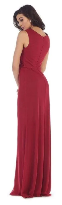 May Queen - MQ1450 Sleeveless Sequins Chiffon Dress With Lace Jacket -Hot Sale WEDDING Store may queen mq1450 sleeveless sequins chiffon dress with lace jacket ccsale 2xl burgundy 29064151400531