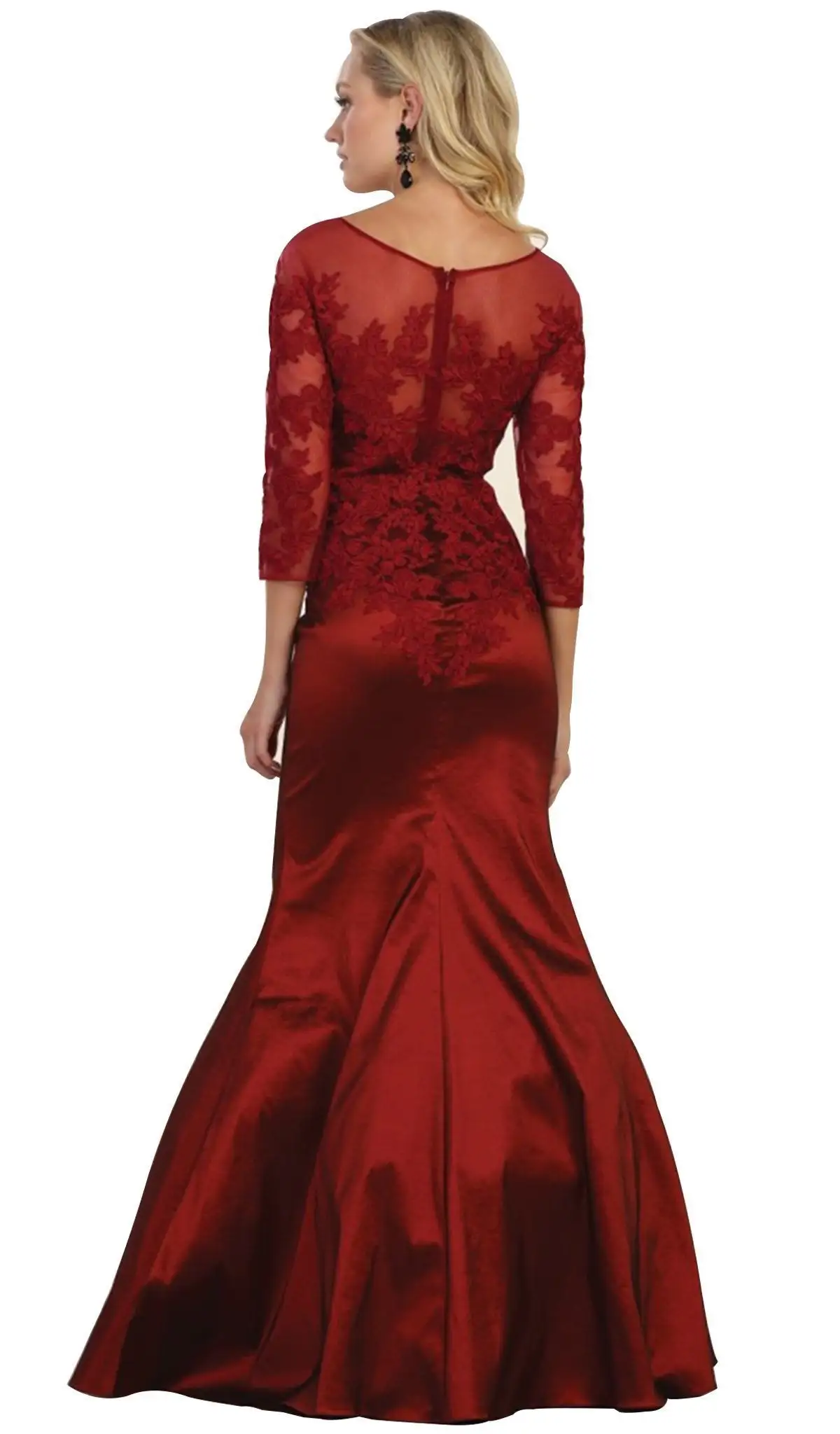 May Queen - MQ1501 Beaded Illusion Bateau Trumpet Evening Dress 4 May Queen - MQ1501 Beaded Illusion Bateau Trumpet Evening Dress - Image 4