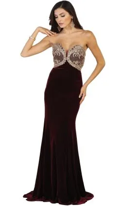 May Queen - RQ7540 Embroidered Sweetheart Sheath Prom Dress -Hot Sale WEDDING Store may queen rq7540 embroidered sweetheart sheath prom dress special occasion dress 4 burgundy 5659062239289