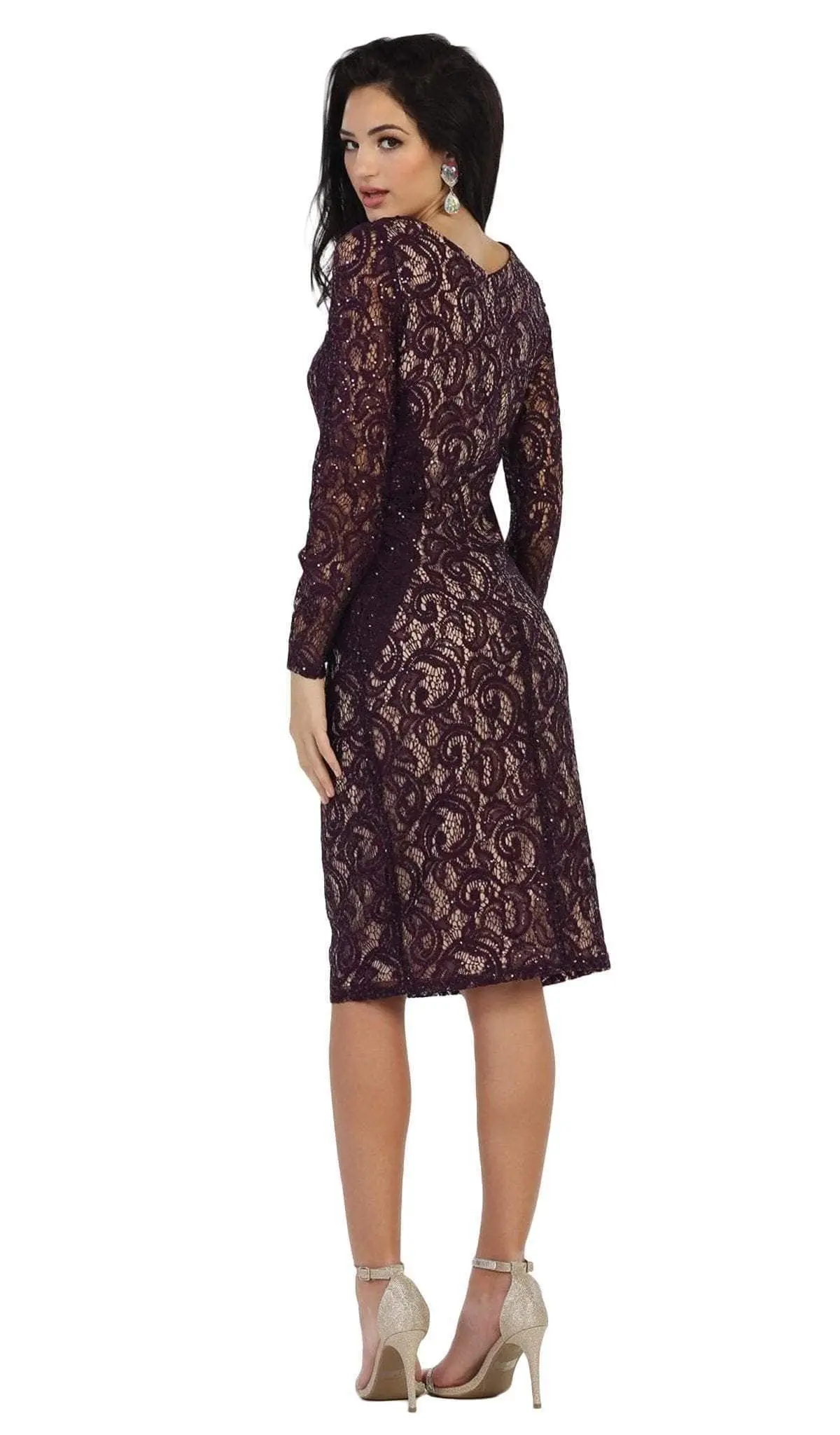 May Queen - Sequined Jewel Sheath Cocktail Dress MQ1458 2 May Queen - Sequined Jewel Sheath Cocktail Dress MQ1458 - Image 2