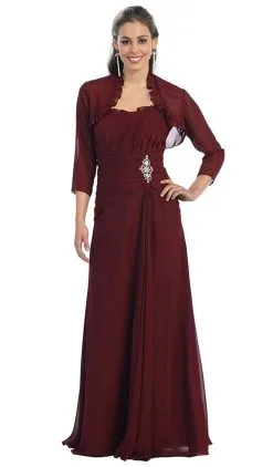 May Queen - Strapless Pleated Mother Of The Bride Gown With Bolero -Hot Sale WEDDING Store may queen strapless pleated mother of the bride gown with bolero mother of the bride dresses s burgundy 5657305317433