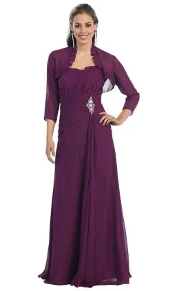 May Queen - Strapless Pleated Mother Of The Bride Gown With Bolero -Hot Sale WEDDING Store may queen strapless pleated mother of the bride gown with bolero mother of the bride dresses s eggplant 5657305350201