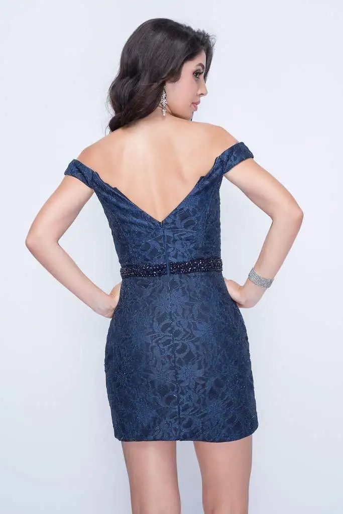 Nina Canacci - 223 Beaded Lace Off-Shoulder Fitted Dress 2 Nina Canacci - 223 Beaded Lace Off-Shoulder Fitted Dress - Image 2