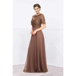 Nox Anabel 5151 Embroidered Bateau Neck A-Line Gown