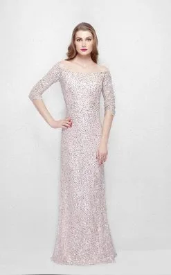 Primavera Couture - 1275 Off Shoulder Sparkly Sequined Evening Dress