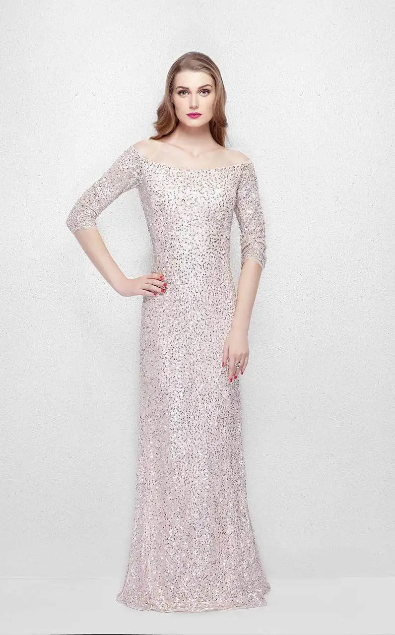 Primavera Couture - 1275 Off Shoulder Sparkly Sequined Evening Dress 1 Primavera Couture - 1275 Off Shoulder Sparkly Sequined Evening Dress