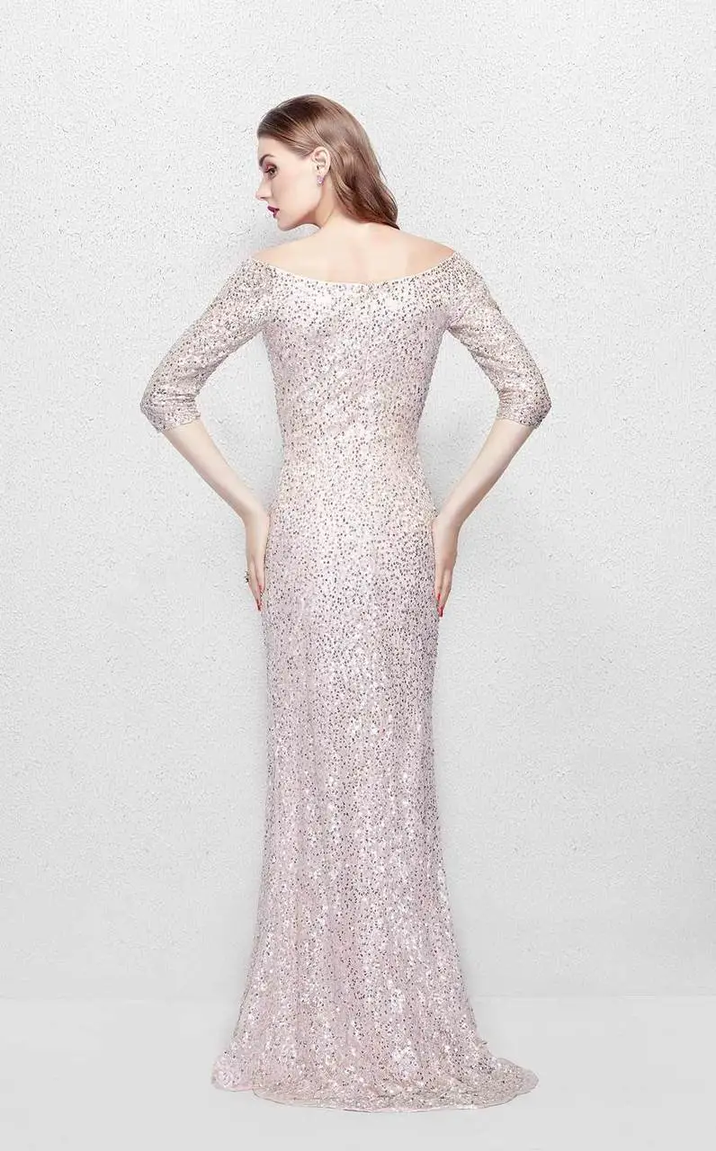 Primavera Couture - 1275 Off Shoulder Sparkly Sequined Evening Dress 2 Primavera Couture - 1275 Off Shoulder Sparkly Sequined Evening Dress - Image 2