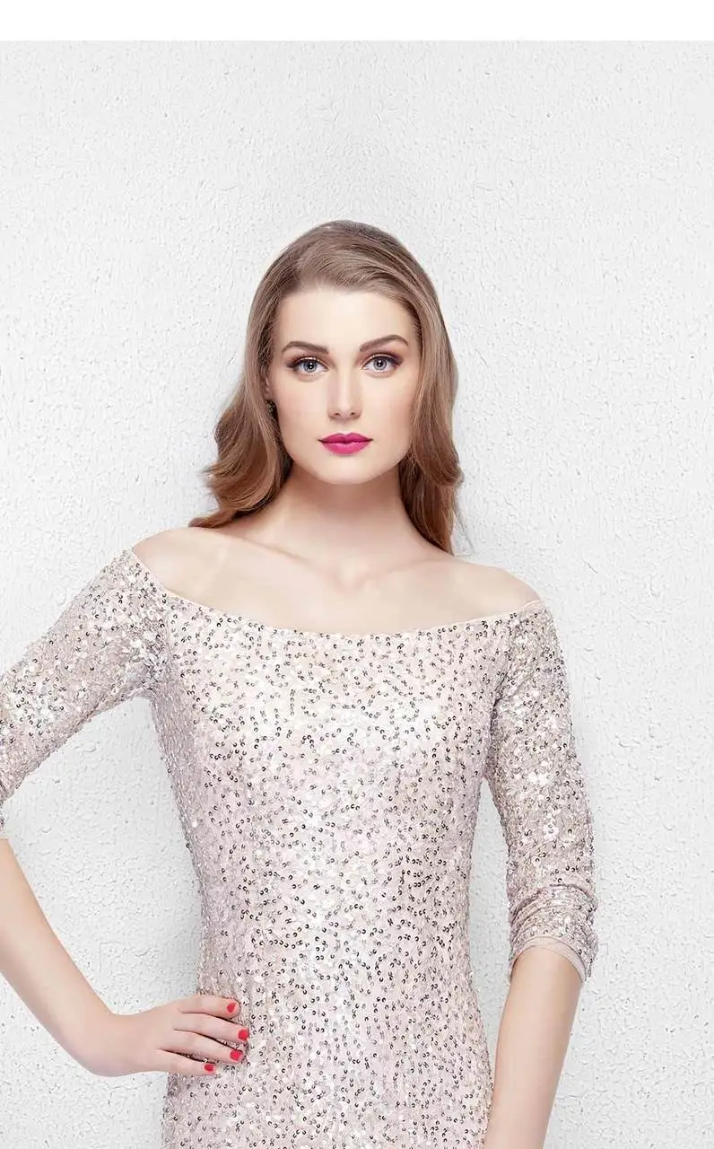 Primavera Couture - 1275 Off Shoulder Sparkly Sequined Evening Dress 3 Primavera Couture - 1275 Off Shoulder Sparkly Sequined Evening Dress - Image 3
