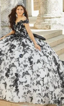 Quinceanera Collection 26025 - Butterfly And Floral Appliqued Ballgown