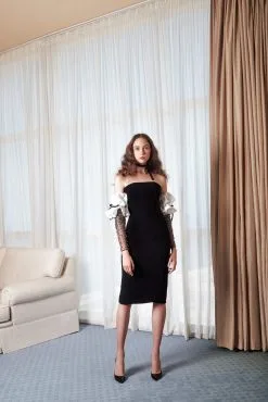 Saiid Kobeisy - Pre-Fall19-13 Beaded Sleeve Knee Length Sheath Dress -Hot Sale WEDDING Store saiid kobeisy pre fall19 13 beaded sleeve knee length sheath dress special occasion dress 10999385849939