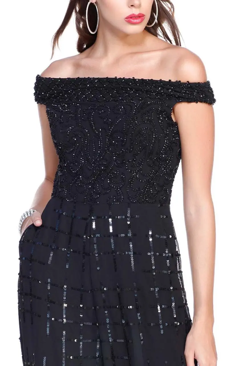 Shail K - Bejeweled Off The Shoulder Jumpsuit 1037 3 Shail K - Bejeweled Off The Shoulder Jumpsuit 1037 - Image 3