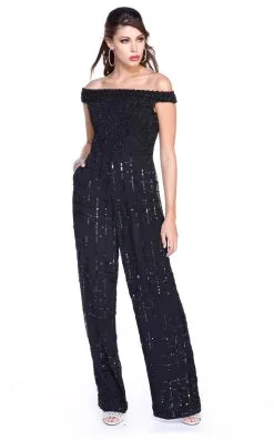 Shail K - Bejeweled Off The Shoulder Jumpsuit 1037