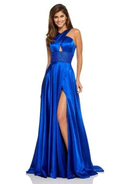 Sherri Hill - 52566 Crisscrossed Halter Neck Evening Gown - 1 Pc Red In Size 8 Available