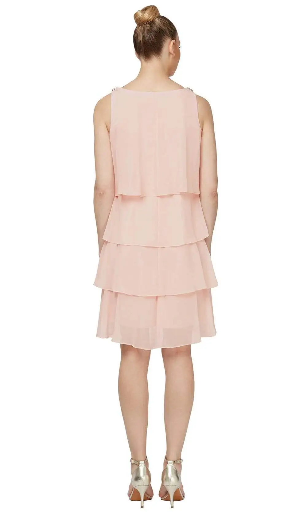 SLNY - 1140441 Sleeveless Tulip Tiered Chiffon Dress 4 SLNY - 1140441 Sleeveless Tulip Tiered Chiffon Dress - Image 4