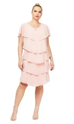 SLNY - 617525 Cape Sleeve Chiffon Dress -Hot Sale WEDDING Store slny 617525 cape sleeve chiffon dress holiday dresses 14w faded rose 28033387135059