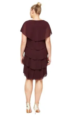 SLNY - 617525 Cape Sleeve Chiffon Dress -Hot Sale WEDDING Store slny 617525 cape sleeve chiffon dress holiday dresses 28033597636691