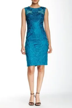 Sue Wong N5307 Embellished Jewel Neck Sheath Dress