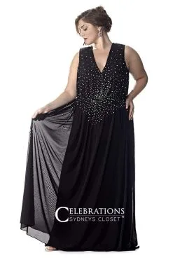 Sydney's Closet - CE1527 Plus Size Dress In Black