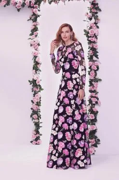 Tadashi Shoji CBM23085L - Floral – Detailed A-line Long Gown -Hot Sale WEDDING Store tadashi shoji cbm23085l floral detailed a line long gown special occasion dress 32166066585683