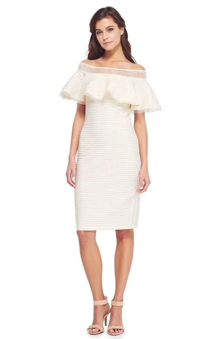 Tadashi Shoji - Flounce Off-Shoulder Pintuck Pleated Cocktail Dress 1 Tadashi Shoji - Flounce Off-Shoulder Pintuck Pleated Cocktail Dress